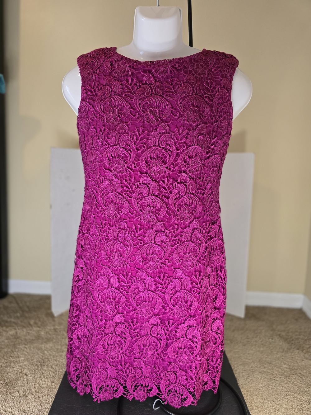 LAUREN RALPH LAUREN Womens Lace Boat Neck Dress Pink size 6